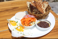        Tlv Breakfast Two Eggs Salad Tahini Foccaccia And Brownie
  - Costa Rica