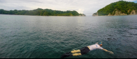        man snorekling morteros island 
  - Costa Rica
