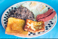        Gallo Pinto Eggs Sausage Cheese And Toast Soda Victoria
  - Costa Rica