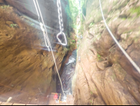        Looking Down At The Rappeling Area White River Canyon Zip Line Rincon De La Vieja
  - Costa Rica