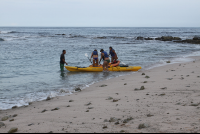        getting in kayaks leaving chora island 
  - Costa Rica