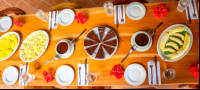        Aerial View Of Table And Food Set Up Finca Kobo Chocolate Tour
  - Costa Rica
