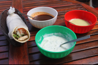        samareno pita sandwich and sauces falafel cafe 
  - Costa Rica