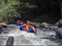        Man On The River Path Rio Negro Tubing Rincon De La Vieja
  - Costa Rica