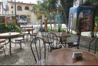        cocos mexican restaurant looking at the street 
  - Costa Rica