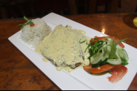       fish with creamsauce ranchodelaplaya 
  - Costa Rica