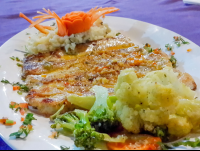        Garlic Sailfish With Vegetables At Las Vegas Restaurant Sierpe
  - Costa Rica