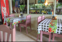        pink chairs checker tablecloths rosis soda 
  - Costa Rica