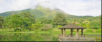        Volcano View From Entrance Lake Kiosk At Los Lagos Hotel Resort And Spa
  - Costa Rica