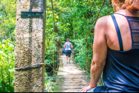        People Crossing The Celeste River Hanging Bridge
  - Costa Rica