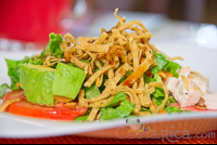        Tex Mex Salad Lettuce Tomatoe Avocado Topped With Tortilla Chips Las Palmas Restaurante La Fortuna Arenal
  - Costa Rica