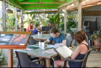        Il Giardino Restaurant Clients Reading The Menu
  - Costa Rica