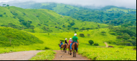        Group Descending To Tizati River Valley Horseback Ride Tour Western Side Of Rincon De La Vieja Volcano
  - Costa Rica