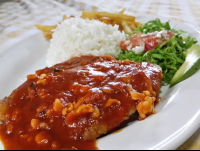        fish over seafood sauce 
  - Costa Rica